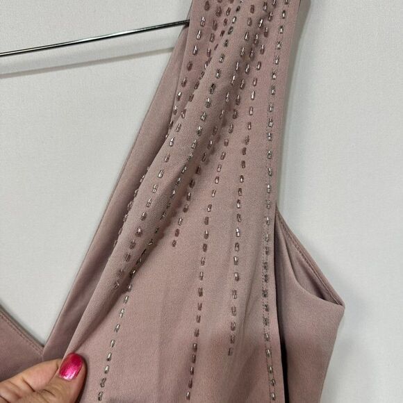 NEW Windsor Mauve Pink Long Fitted Bridesmaid/Prom Dress Beaded Cowl Back Large - Picture 4 of 6